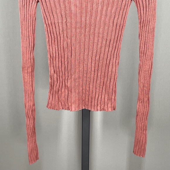 NEW Free People Shirt Womens Small coral pink knit pull over boho hippie chic - Picture 3 of 9